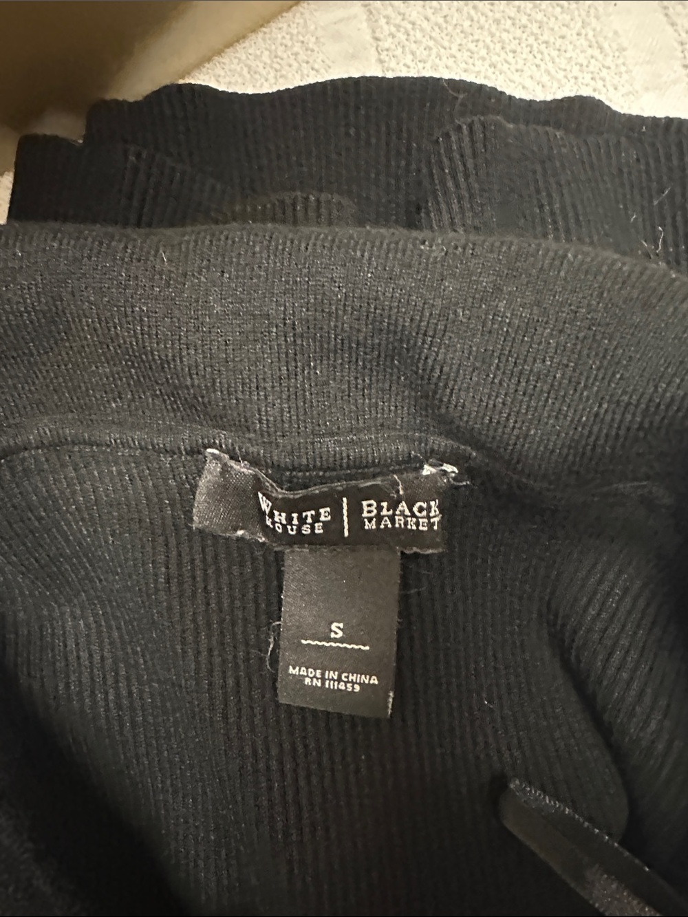 White House Black Market Black Ribbed Knit Top